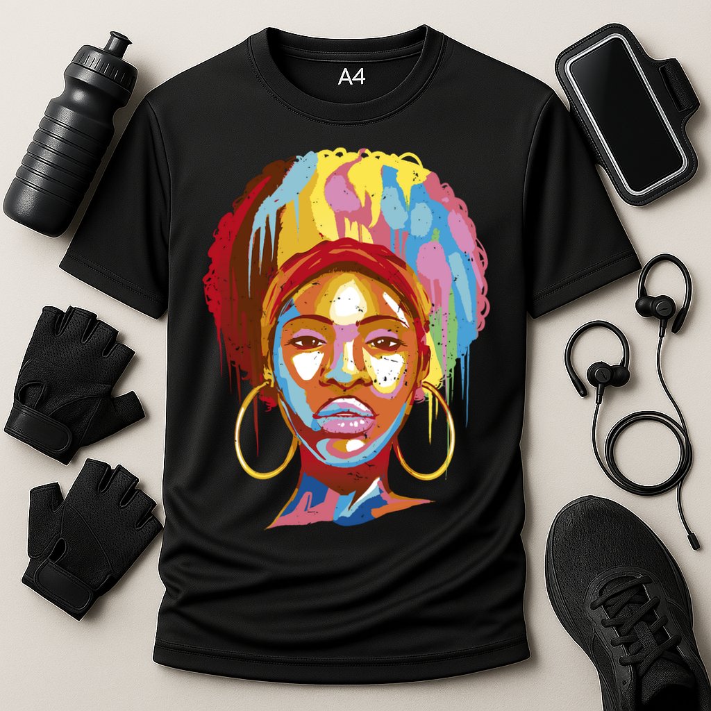 Black Female Color Drip Cooling Performance Crew T-Shirt
