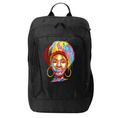 Black Female Color Drip City Backpack