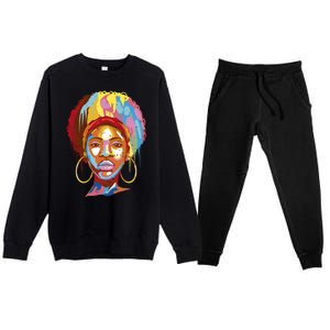 Black Female Color Drip Premium Crewneck Sweatsuit Set