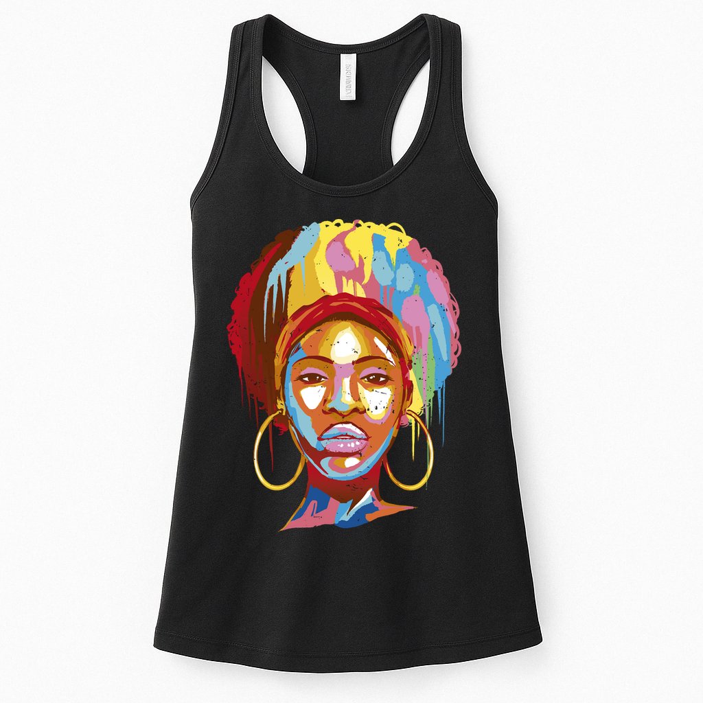Black Female Color Drip Womens Tank Top