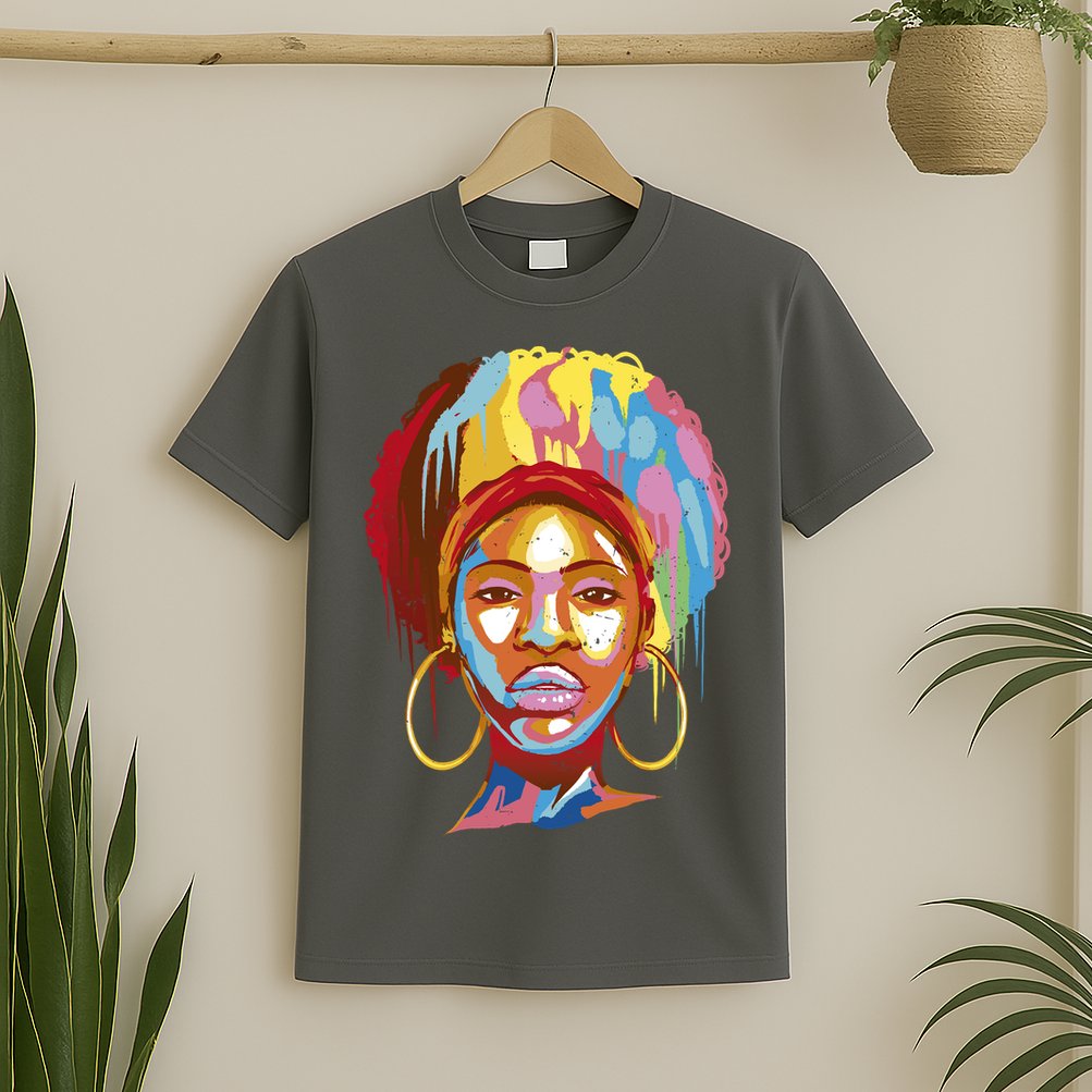 Black Female Color Drip T-Shirt