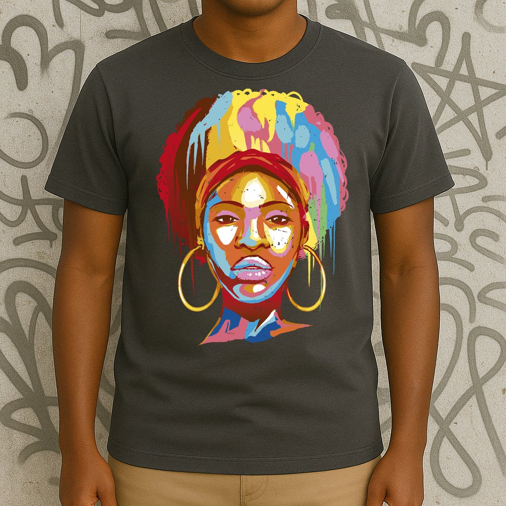 Black Female Color Drip T-Shirt