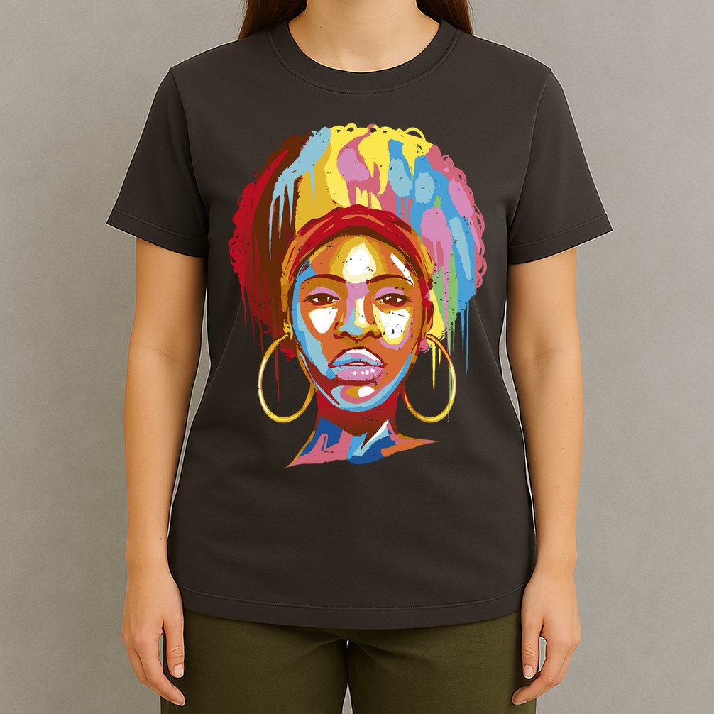 Black Female Color Drip T-Shirt
