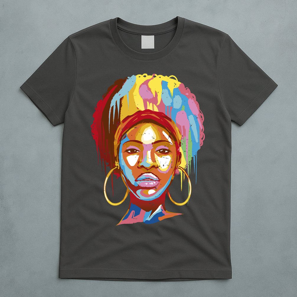 Black Female Color Drip T-Shirt
