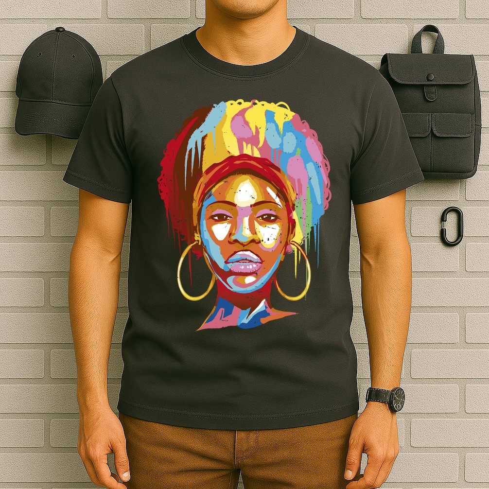 Black Female Color Drip T-Shirt
