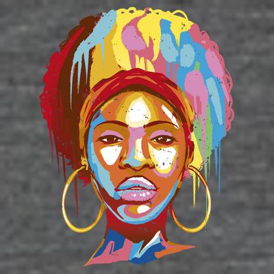 Black Female Color Drip T-Shirt