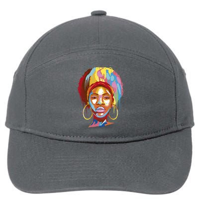 Black Female Color Drip 7-Panel Snapback Hat