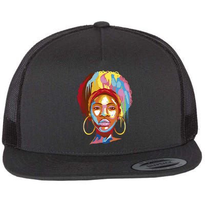 Black Female Color Drip Flatbill Hat