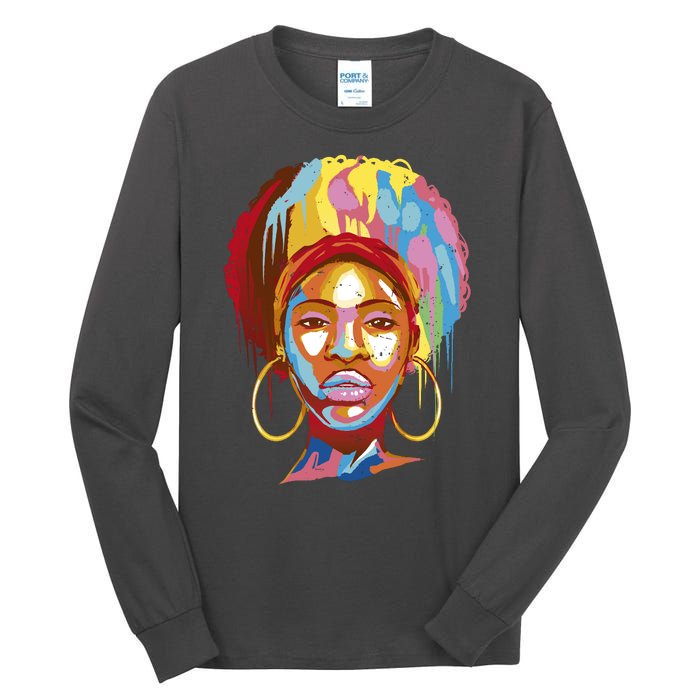 Black Female Color Drip Tall Long Sleeve T-Shirt