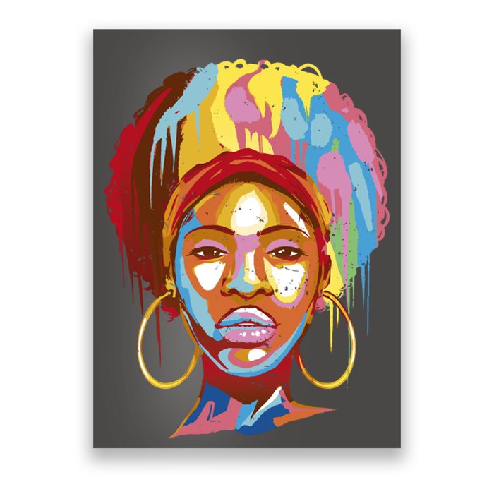 Black Female Color Drip Poster