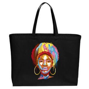 Black Female Color Drip Cotton Canvas Jumbo Tote