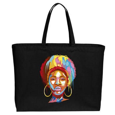 Black Female Color Drip Cotton Canvas Jumbo Tote