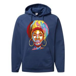 Black Female Color Drip Performance Fleece Hoodie