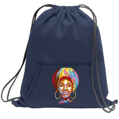 Black Female Color Drip Sweatshirt Cinch Pack Bag