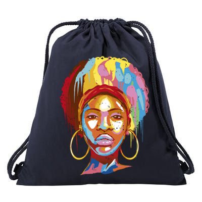 Black Female Color Drip Drawstring Bag