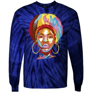 Black Female Color Drip Tie-Dye Long Sleeve Shirt