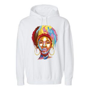 Black Female Color Drip Garment-Dyed Fleece Hoodie