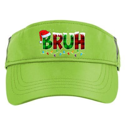 Bruh Funny Christmas Buffalo Plaid Xmas Pajamas Adult Drive Performance Visor