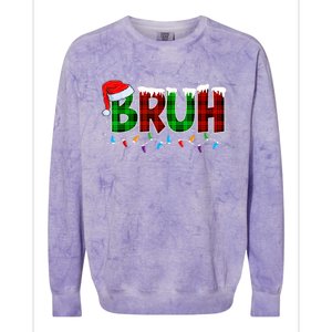 Bruh Funny Christmas Buffalo Plaid Xmas Pajamas Colorblast Crewneck Sweatshirt