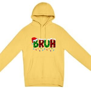 Bruh Funny Christmas Buffalo Plaid Xmas Pajamas Premium Pullover Hoodie