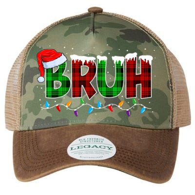 Bruh Funny Christmas Buffalo Plaid Xmas Pajamas Legacy Tie Dye Trucker Hat