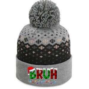 Bruh Funny Christmas Buffalo Plaid Xmas Pajamas The Baniff Cuffed Pom Beanie