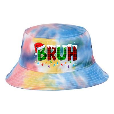 Bruh Funny Christmas Buffalo Plaid Xmas Pajamas Tie Dye Newport Bucket Hat