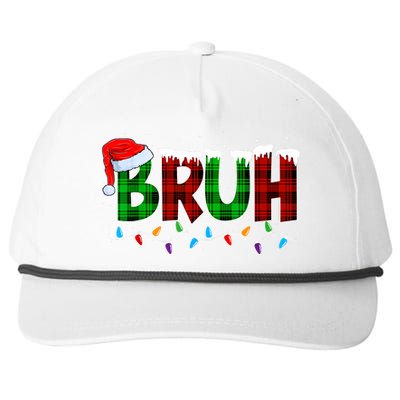 Bruh Funny Christmas Buffalo Plaid Xmas Pajamas Snapback Five-Panel Rope Hat