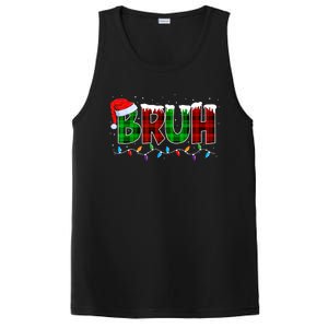 Bruh Funny Christmas Buffalo Plaid Xmas Pajamas PosiCharge Competitor Tank