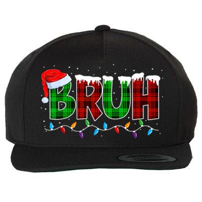 Bruh Funny Christmas Buffalo Plaid Xmas Pajamas Wool Snapback Cap