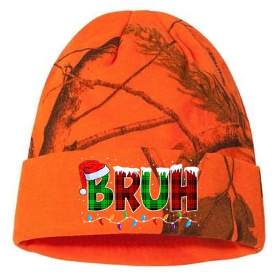 Bruh Funny Christmas Buffalo Plaid Xmas Pajamas Kati Licensed 12" Camo Beanie