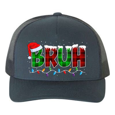 Bruh Funny Christmas Buffalo Plaid Xmas Pajamas Yupoong Adult 5-Panel Trucker Hat