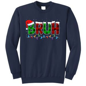 Bruh Funny Christmas Buffalo Plaid Xmas Pajamas Sweatshirt