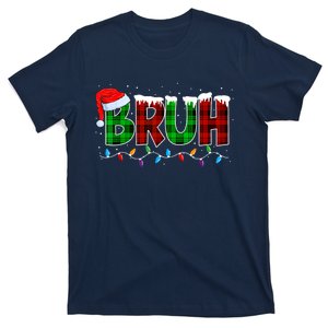 Bruh Funny Christmas Buffalo Plaid Xmas Pajamas T-Shirt