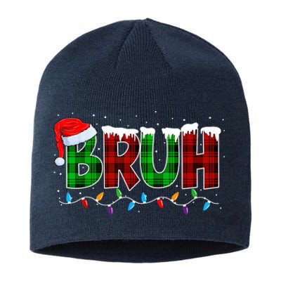 Bruh Funny Christmas Buffalo Plaid Xmas Pajamas Sustainable Beanie