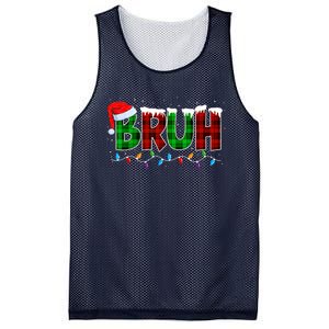 Bruh Funny Christmas Buffalo Plaid Xmas Pajamas Mesh Reversible Basketball Jersey Tank