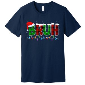 Bruh Funny Christmas Buffalo Plaid Xmas Pajamas Premium T-Shirt