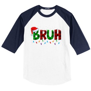 Bruh Funny Christmas Buffalo Plaid Xmas Pajamas Baseball Sleeve Shirt