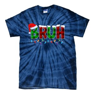 Bruh Funny Christmas Buffalo Plaid Xmas Pajamas Tie-Dye T-Shirt