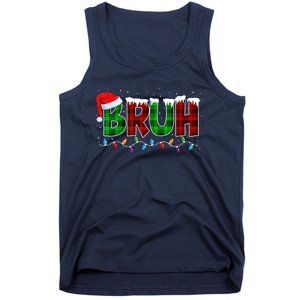 Bruh Funny Christmas Buffalo Plaid Xmas Pajamas Tank Top