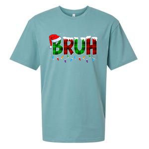 Bruh Funny Christmas Buffalo Plaid Xmas Pajamas Sueded Cloud Jersey T-Shirt