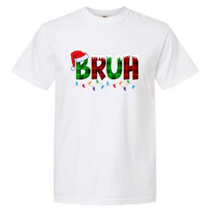 Bruh Funny Christmas Buffalo Plaid Xmas Pajamas Garment-Dyed Heavyweight T-Shirt