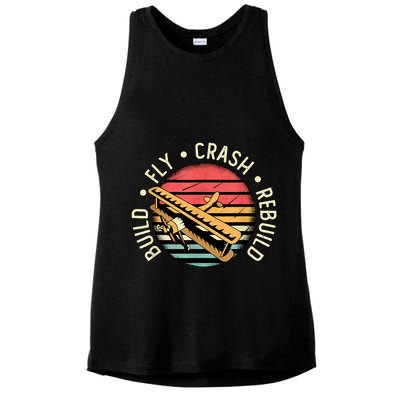 Build Fly Crash Rebuild Model Airplane Pilot Retro RC Plane Ladies PosiCharge Tri-Blend Wicking Tank