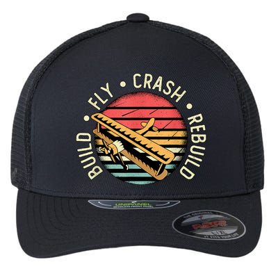 Build Fly Crash Rebuild Model Airplane Pilot Retro RC Plane Flexfit Unipanel Trucker Cap