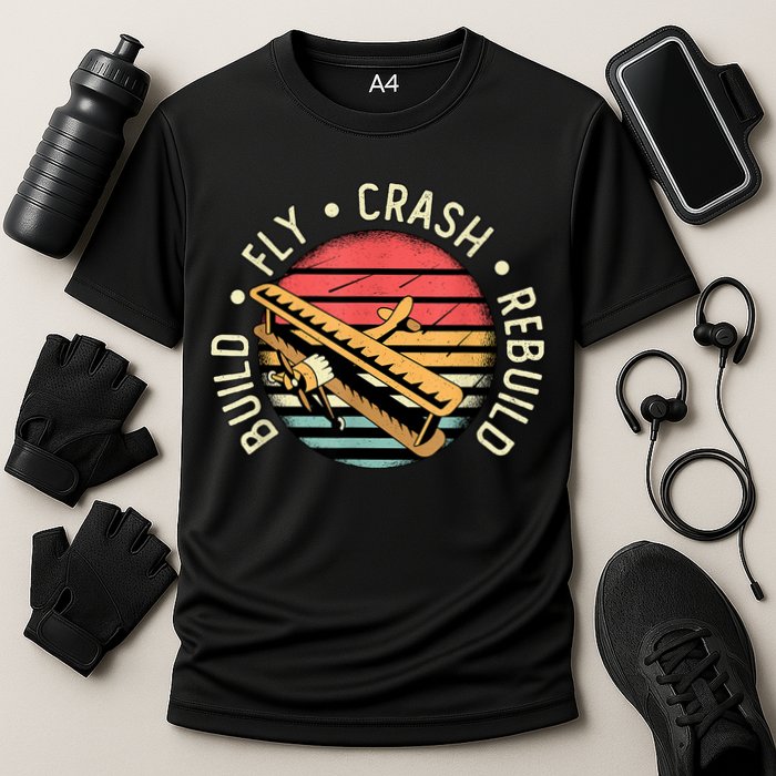 Build Fly Crash Rebuild Model Airplane Pilot Retro RC Plane Performance Shirt