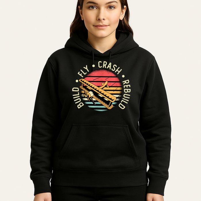 Build Fly Crash Rebuild Model Airplane Pilot Retro RC Plane Hoodie