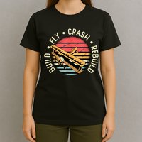 Build Fly Crash Rebuild Model Airplane Pilot Retro RC Plane T-Shirt