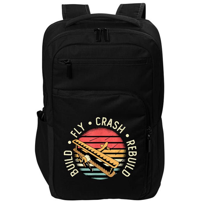 Build Fly Crash Rebuild Model Airplane Pilot Retro RC Plane Impact Tech Backpack