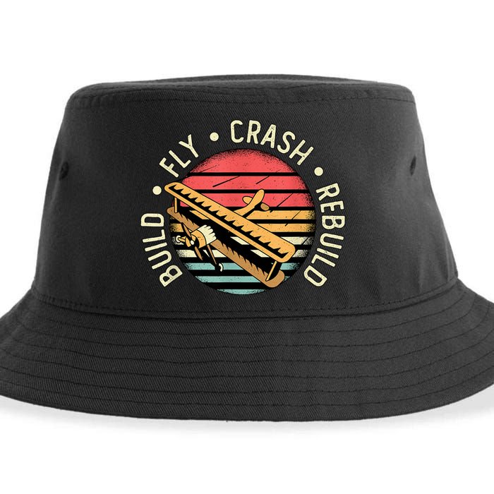 Build Fly Crash Rebuild Model Airplane Pilot Retro RC Plane Sustainable Bucket Hat