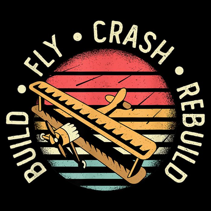 Build Fly Crash Rebuild Model Airplane Pilot Retro RC Plane 7-Panel Snapback Hat